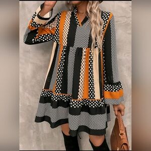 Women's Shein Lune Stripped Smock Dress